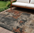 8 X 10 Taupe And Rust Abstract Washable Indoor Outdoor Area Rug