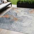 5 X 8 Gray And Rust Abstract Washable Indoor Outdoor Area Rug