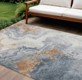 9 X 12 Gray And Rust Abstract Washable Indoor Outdoor Area Rug