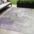 5 X 8 Lavender And Fern Green Abstract Washable Indoor Outdoor Area Rug
