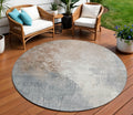 8 Rust And Gray Round Abstract Washable Indoor Outdoor Area Rug