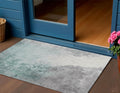 3 X 5 Pale Aqua And Gray Abstract Washable Indoor Outdoor Area Rug