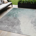 5 X 8 Pale Aqua And Gray Abstract Washable Indoor Outdoor Area Rug