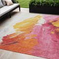5 X 8 Blush Gold And Orange Abstract Washable Indoor Outdoor Area Rug