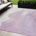 5 X 8 Lavender Ivory And Mauve Abstract Washable Indoor Outdoor Area Rug
