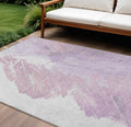 10 X 14 Lavender Ivory And Mauve Abstract Washable Indoor Outdoor Area Rug