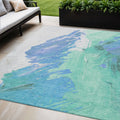 5 X 8 Pale Aqua Mint Green And Ivory Abstract Washable Indoor Outdoor Area Rug