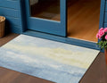 3 X 5 Denim Blue And Beige Abstract Washable Indoor Outdoor Area Rug