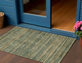 3 X 5 Fern Green And Charcoal Striped Washable Indoor Outdoor Area Rug