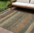 9 X 12 Fern Green And Rust Aztec Washable Indoor Outdoor Area Rug