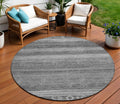 8 Gray And Silver Round Aztec Washable Indoor Outdoor Area Rug