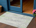 3 X 5 Artichoke Green And Ivory Abstract Washable Indoor Outdoor Area Rug