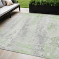 5 X 8 Artichoke Green And Ivory Abstract Washable Indoor Outdoor Area Rug