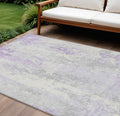 9 X 12 Lavender And Ivory Abstract Washable Indoor Outdoor Area Rug