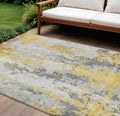 8 X 10 Yellow And Ivory Abstract Washable Indoor Outdoor Area Rug