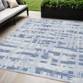 5 X 8 Blue Ivory And Sky Blue Striped Washable Indoor Outdoor Area Rug