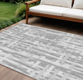 8 X 10 Gray Silver And Ivory Striped Washable Indoor Outdoor Area Rug