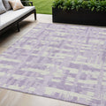5 X 8 Lavender Lilac And Ivory Striped Washable Indoor Outdoor Area Rug