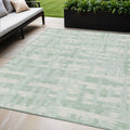 5 X 8 Mint Green Ivory And Pale Aqua Striped Washable Indoor Outdoor Area Rug