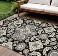 10 X 14 Black Gray And Beige Medallion Washable Indoor Outdoor Area Rug