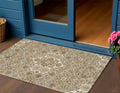 3 X 5 Taupe Copper And Beige Medallion Washable Indoor Outdoor Area Rug