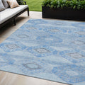 5 X 8 Blue And Gray Aztec Washable Indoor Outdoor Area Rug