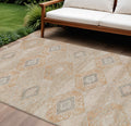 8 X 10 Copper And Gray Aztec Washable Indoor Outdoor Area Rug