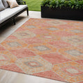 5 X 8 Coral And Gray Aztec Washable Indoor Outdoor Area Rug