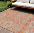10 X 14 Coral And Gray Aztec Washable Indoor Outdoor Area Rug