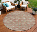 8 Terra Cotta And Beige Round Floral Washable Indoor Outdoor Area Rug