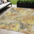 5 X 8 Gold And Gray Floral Washable Indoor Outdoor Area Rug