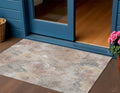 3 X 5 Taupe And Gray Floral Washable Indoor Outdoor Area Rug