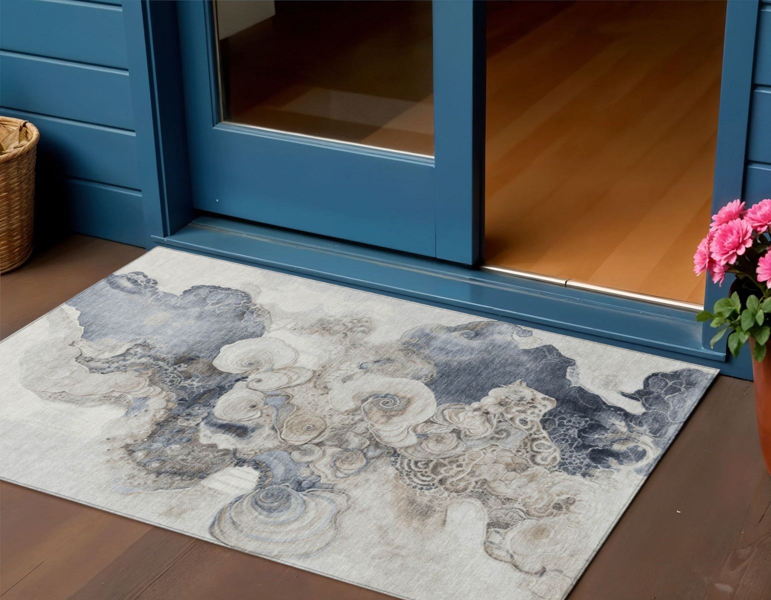 3 X 5 Ivory And Taupe Abstract Washable Indoor Outdoor Area Rug