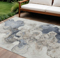9 X 12 Ivory And Taupe Abstract Washable Indoor Outdoor Area Rug