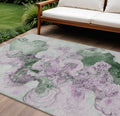 8 X 10 Sage And Lavender Abstract Washable Indoor Outdoor Area Rug