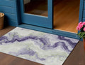 3 X 5 Lavender And Mint Green Abstract Washable Indoor Outdoor Area Rug