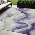 5 X 8 Lavender And Mint Green Abstract Washable Indoor Outdoor Area Rug
