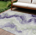 9 X 12 Lavender And Mint Green Abstract Washable Indoor Outdoor Area Rug