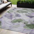 5 X 8 Lavender And Green Abstract Washable Indoor Outdoor Area Rug