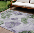 8 X 10 Lavender And Green Abstract Washable Indoor Outdoor Area Rug