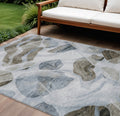 8 X 10 Sky Blue And Taupe Abstract Washable Indoor Outdoor Area Rug