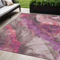 5 X 8 Blush And Purple Floral Washable Indoor Outdoor Area Rug