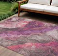 9 X 12 Blush And Purple Floral Washable Indoor Outdoor Area Rug
