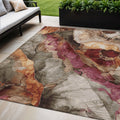5 X 8 Khaki And Blush Floral Washable Indoor Outdoor Area Rug