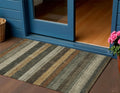 3 X 5 Khaki And Gold Striped Washable Indoor Outdoor Area Rug