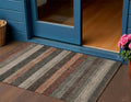 3 X 5 Rust And Taupe Striped Washable Indoor Outdoor Area Rug