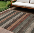 8 X 10 Rust And Taupe Striped Washable Indoor Outdoor Area Rug