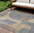 9 X 12 Gray And Gold Abstract Washable Indoor Outdoor Area Rug