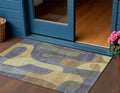 3 X 5 Purple And Gold Abstract Washable Indoor Outdoor Area Rug