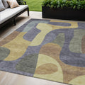 5 X 8 Purple And Gold Abstract Washable Indoor Outdoor Area Rug